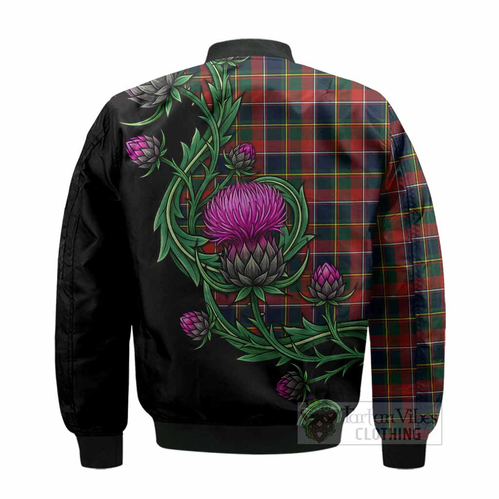 Quebec Tartan Bomber Jacket Resilient Scottish Thistle - Tartan Vibes Clothing