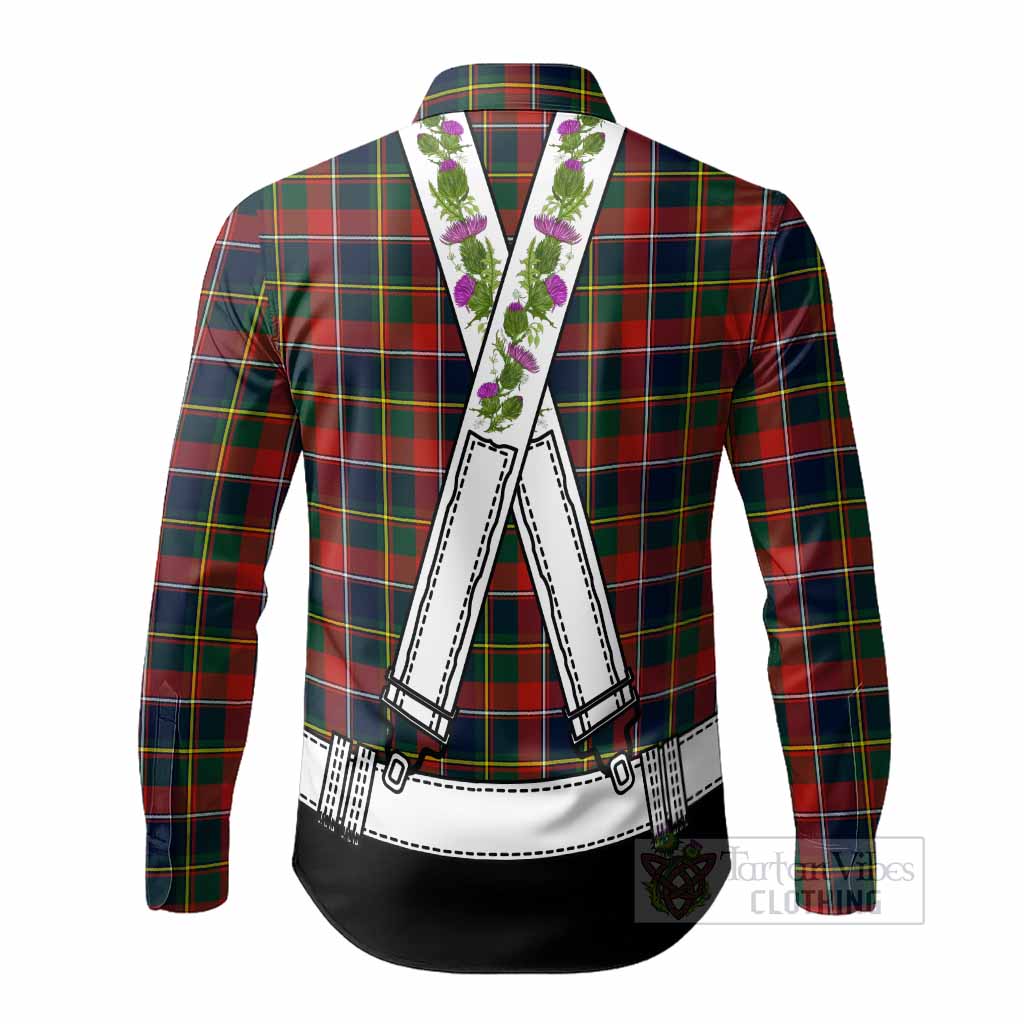 Quebec Tartan Lederhosen Costume Long Sleeve Button Shirts Scotland Thistle Floral