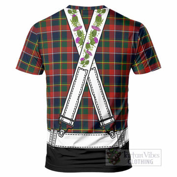 Quebec Tartan Lederhosen Costume T-Shirt Scotland Thistle Floral
