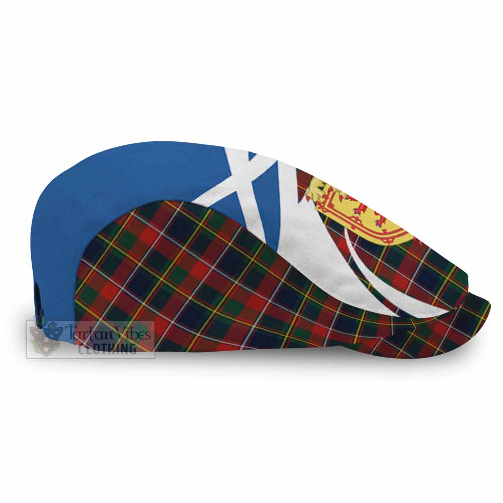 Quebec Tartan Lion Rampant Flat Cap, Jeff Cap Classic Scottish Style