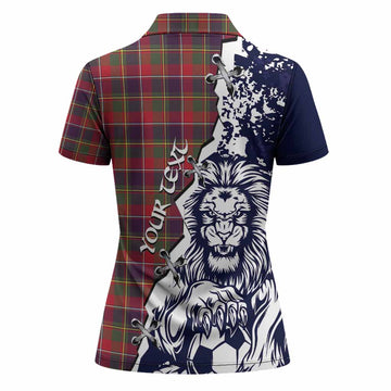Quebec Tartan Scottish Women Polo Shirt Angry Lion With Soccer Ball Style