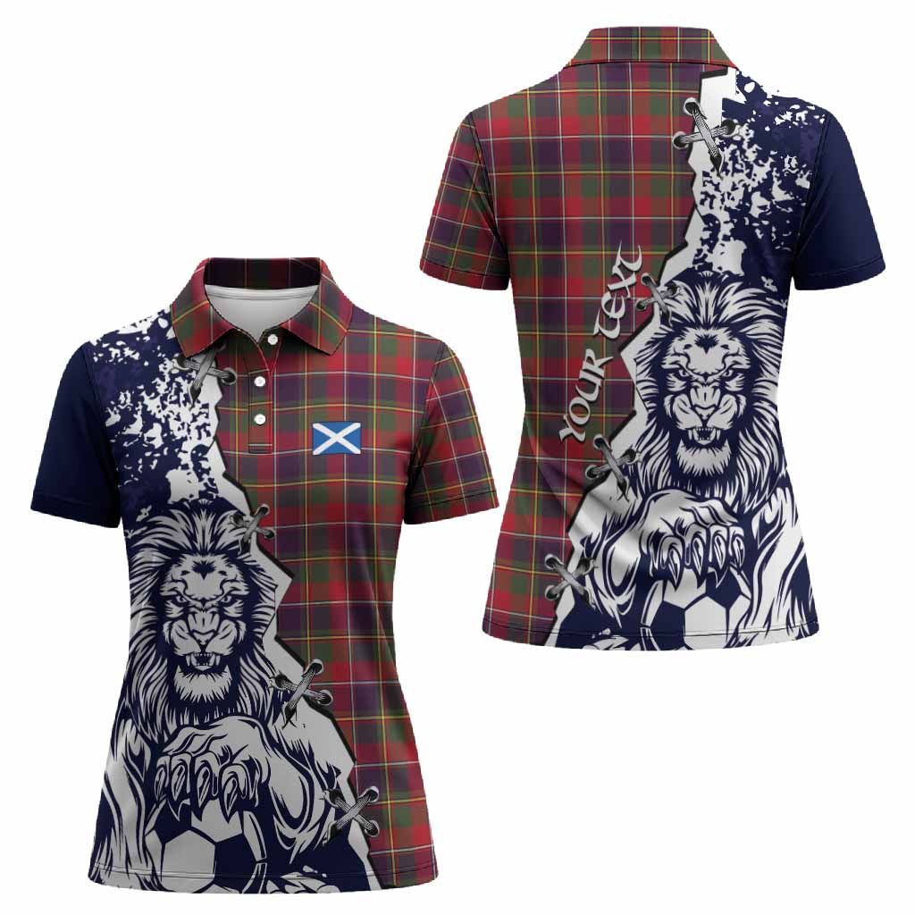Quebec Tartan Scottish Women Polo Shirt Angry Lion With Soccer Ball Style
