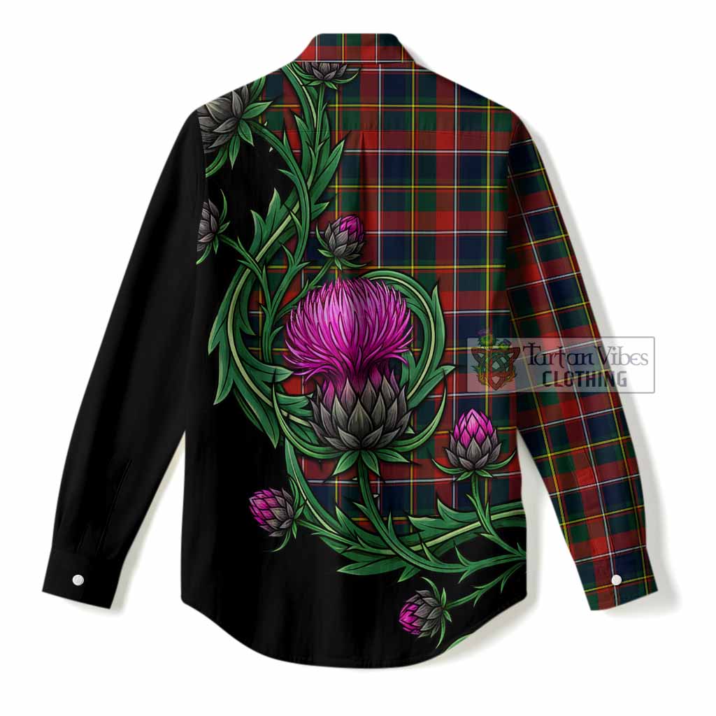 Quebec Tartan Women Casual Shirt Resilient Scottish Thistle
