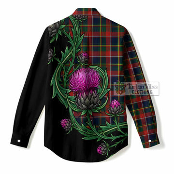 Quebec Tartan Women Casual Shirt Resilient Scottish Thistle