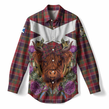 Quebec Tartan Women Casual Shirt Scottish Thistle Heilan Coo