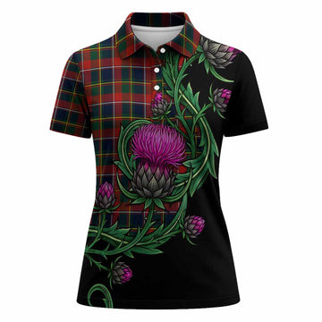 Quebec Tartan Women Polo Shirt Resilient Scottish Thistle