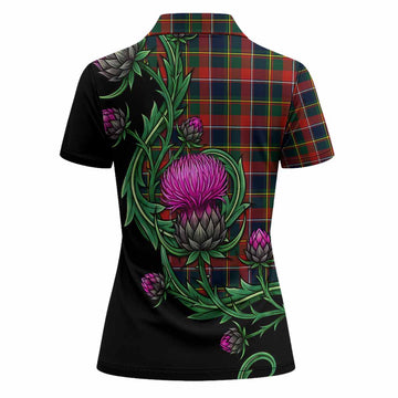 Quebec Tartan Women Polo Shirt Resilient Scottish Thistle