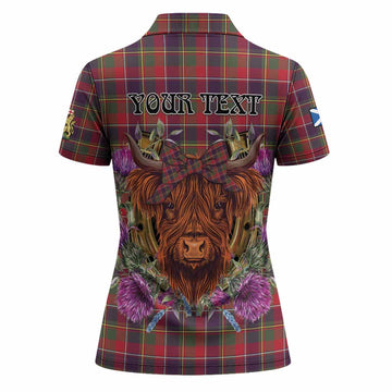 Quebec Tartan Women Polo Shirt Scottish Thistle Heilan Coo