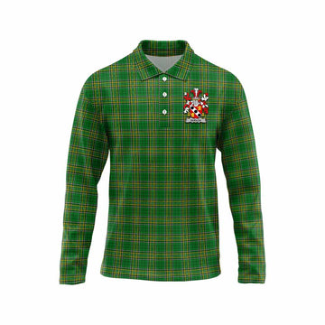 Quelch Irish Clan Tartan Long Sleeve Polo Shirt with Coat of Arms Unisex - Tartan Vibes Clothing