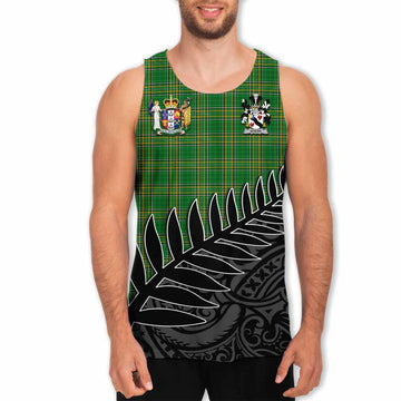 Quicke Irish Clan Tartan Men's Tank Top with Coat of Arms New Zealand Silver Fern Half Style Men - Tartan Vibes Clothing