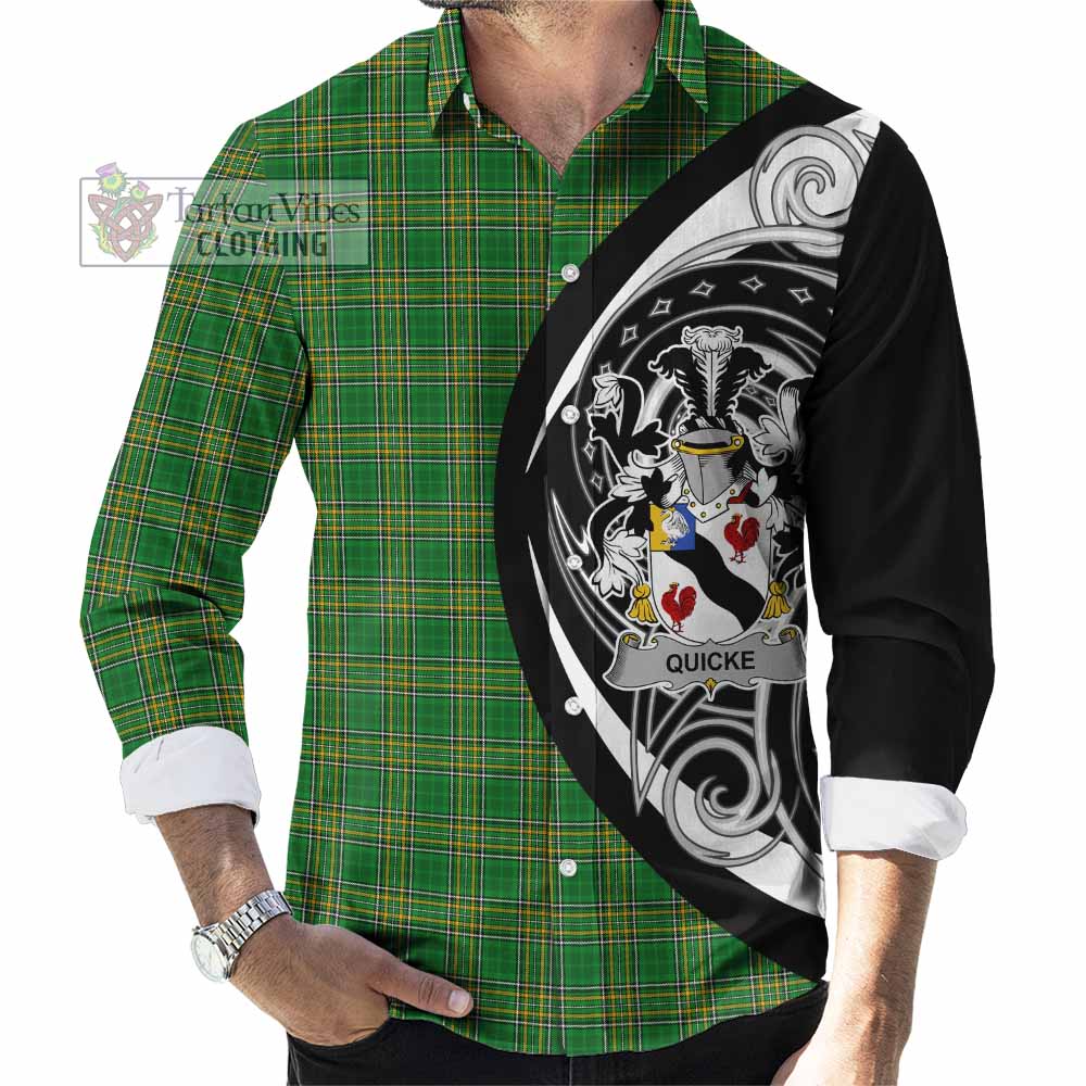 Quicke Irish Clan Long Sleeve Button Shirt Celtic Circle Style - Tartan Vibes Clothing