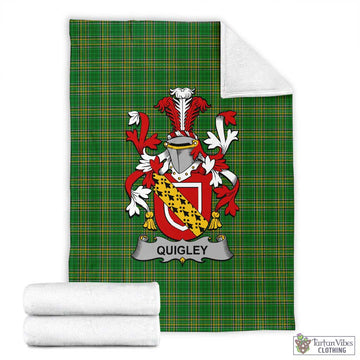 Quigley Irish Clan Tartan Blanket with Coat of Arms X-Large 59 x 79 inches 150 x 200 cm - Tartan Vibes Clothing