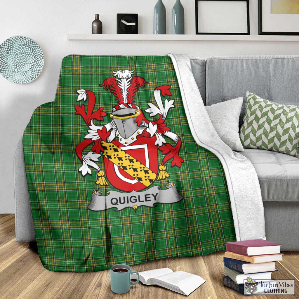 Quigley Irish Clan Tartan Blanket with Coat of Arms - Tartan Vibes Clothing