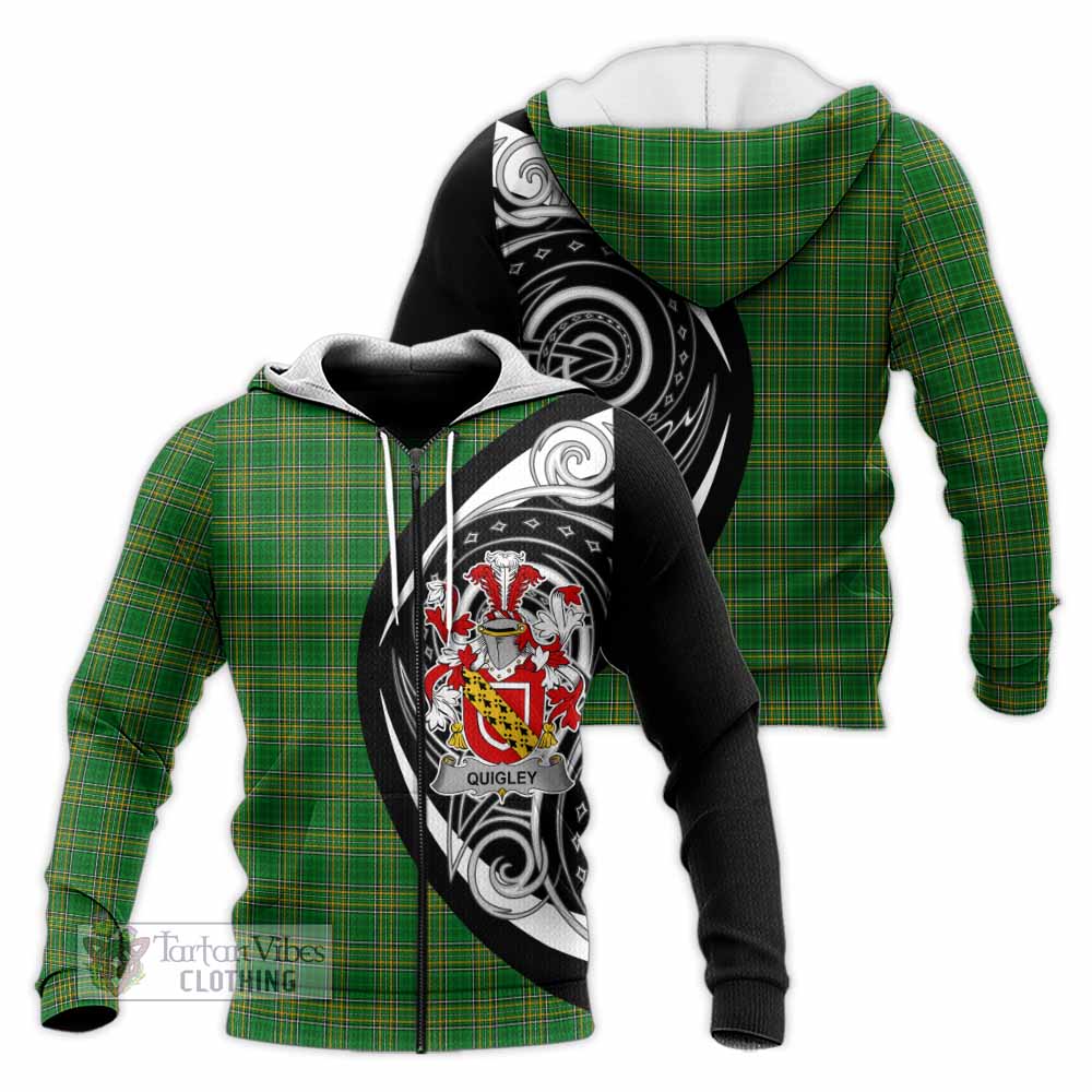 Quigley Irish Clan Knitted Hoodie Celtic Circle Style Unisex Knitted Zip Hoodie - Tartan Vibes Clothing