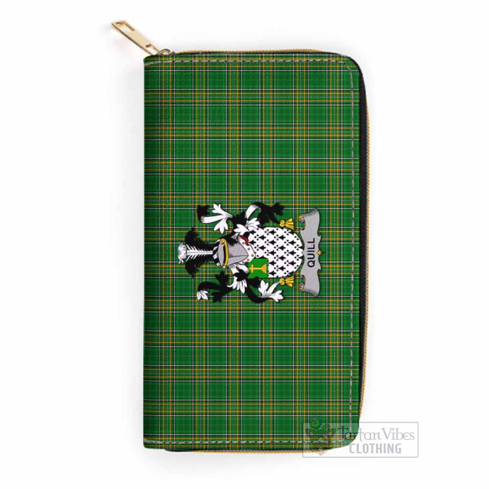 Quill Irish Clan Tartan Women's Leather Wallet with Coat of Arms One Size 19.7*10.5*3.5 cm - Tartan Vibes Clothing