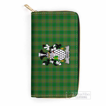 Tartan Vibes Clothing Quill Irish Clan Tartan Women's Leather Wallet with Coat of Arms