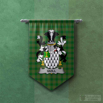 Tartan Vibes Clothing Quill Irish Clan Tartan Gonfalon, Tartan Banner with Coat of Arms