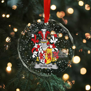Quinlan Irish Clan Christmas Glass Ornament with Coat of Arms - 2D-tartanvibesclothing