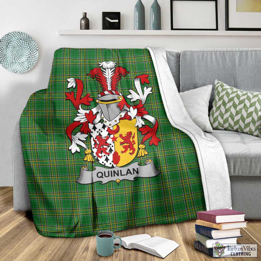 Quinlan Irish Clan Tartan Blanket with Coat of Arms - Tartan Vibes Clothing