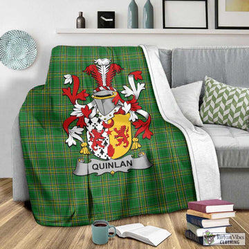 Quinlan Irish Clan Tartan Blanket with Coat of Arms - Tartan Vibes Clothing