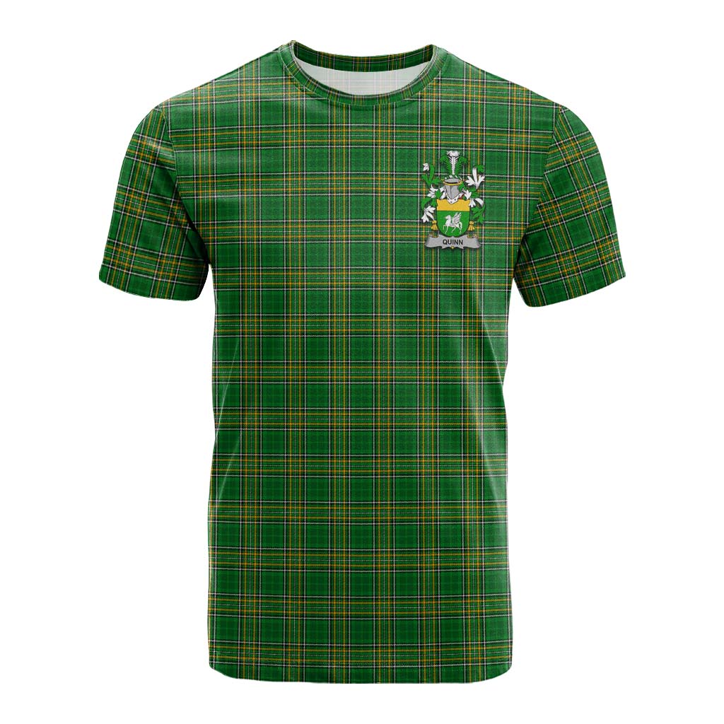 Tartan Vibes Clothing Quinn Irish Clan Tartan Cotton T-shirt with Coat of Arms