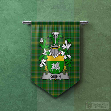 Tartan Vibes Clothing Quinn Irish Clan Tartan Gonfalon, Tartan Banner with Coat of Arms