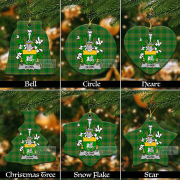 Tartan Vibes Clothing Quinn Irish Clan Tartan Christmas Ceramic Ornament with Coat of Arms