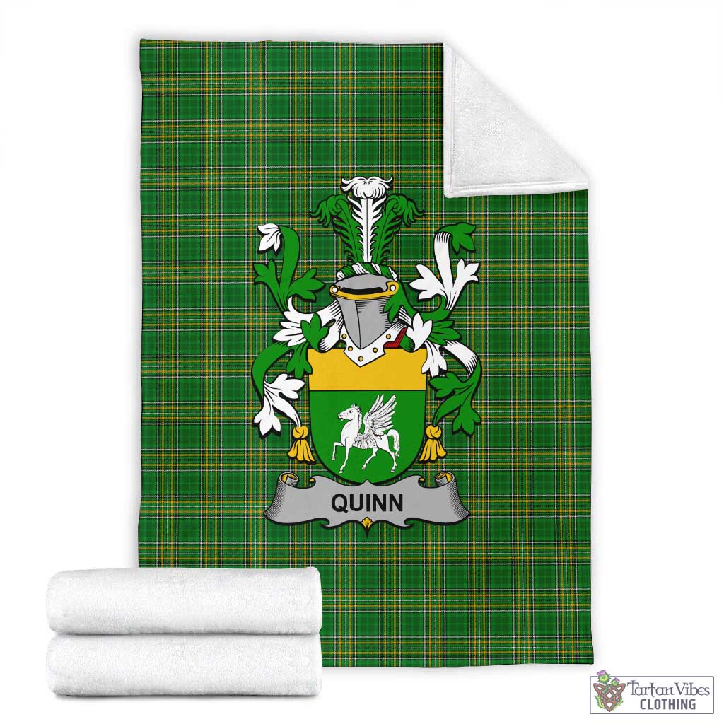 Quinn Irish Clan Tartan Blanket with Coat of Arms X-Large 59 x 79 inches 150 x 200 cm - Tartan Vibes Clothing