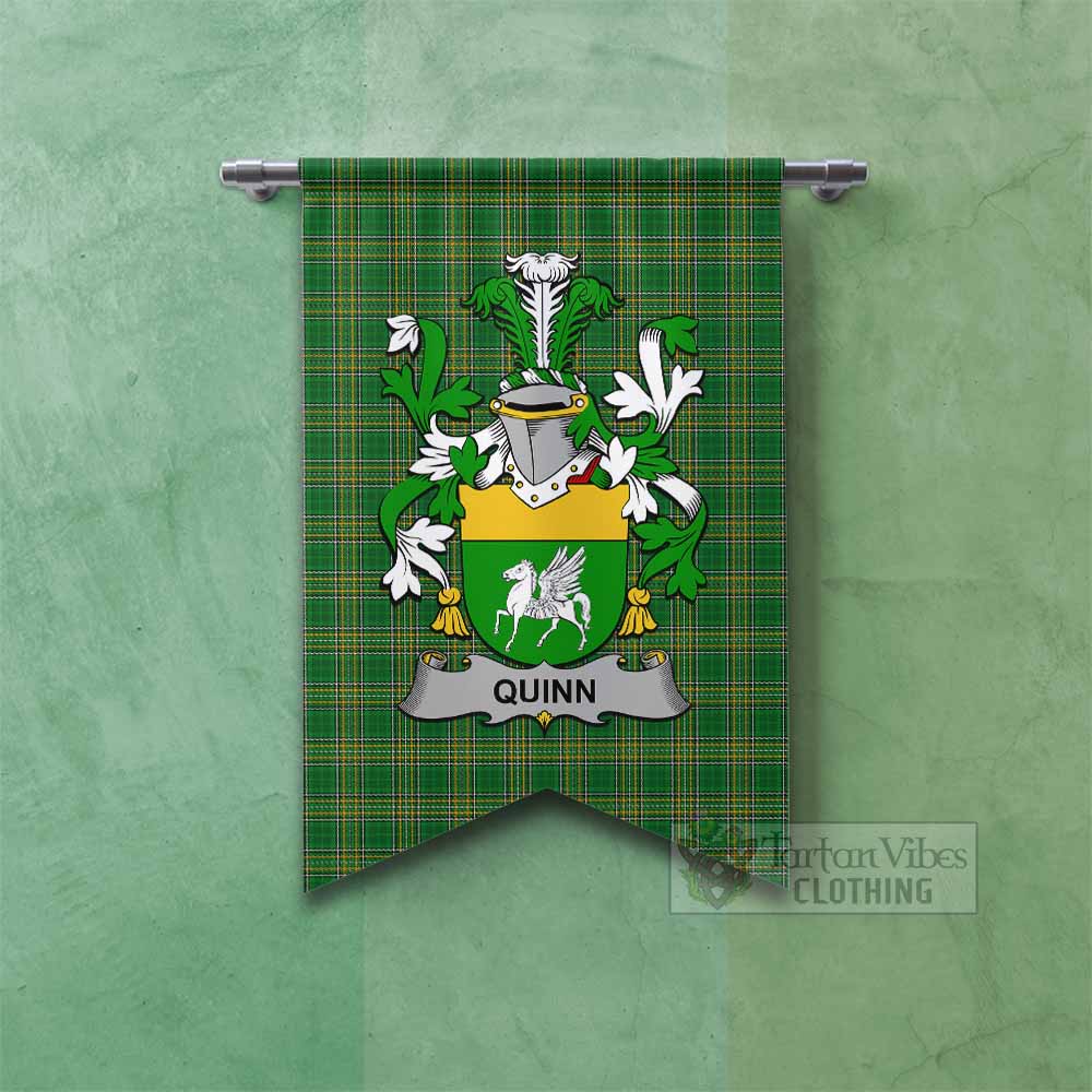 Tartan Vibes Clothing Quinn Irish Clan Tartan Gonfalon, Tartan Banner with Coat of Arms
