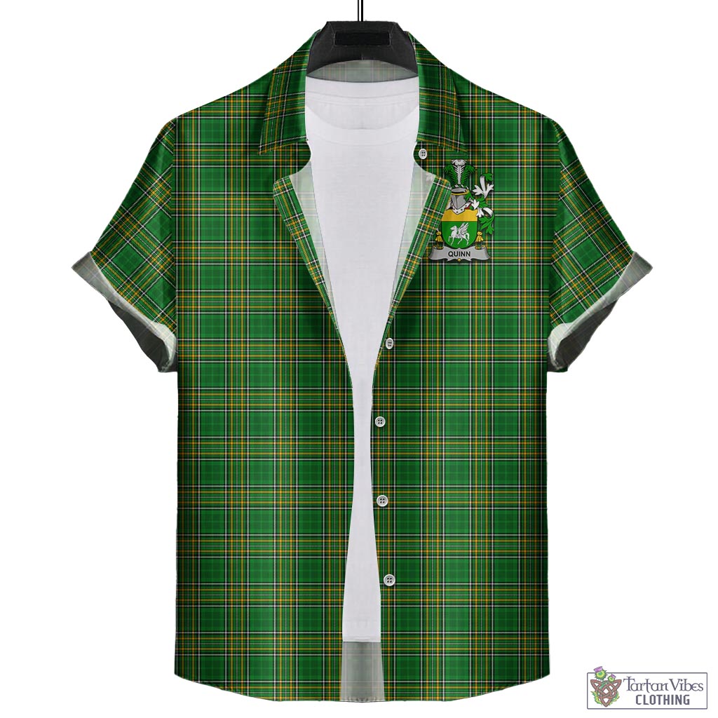 Quinn Irish Clan Tartan Hawaiian Shirt with Coat of Arms - Tartan Vibes Clothing