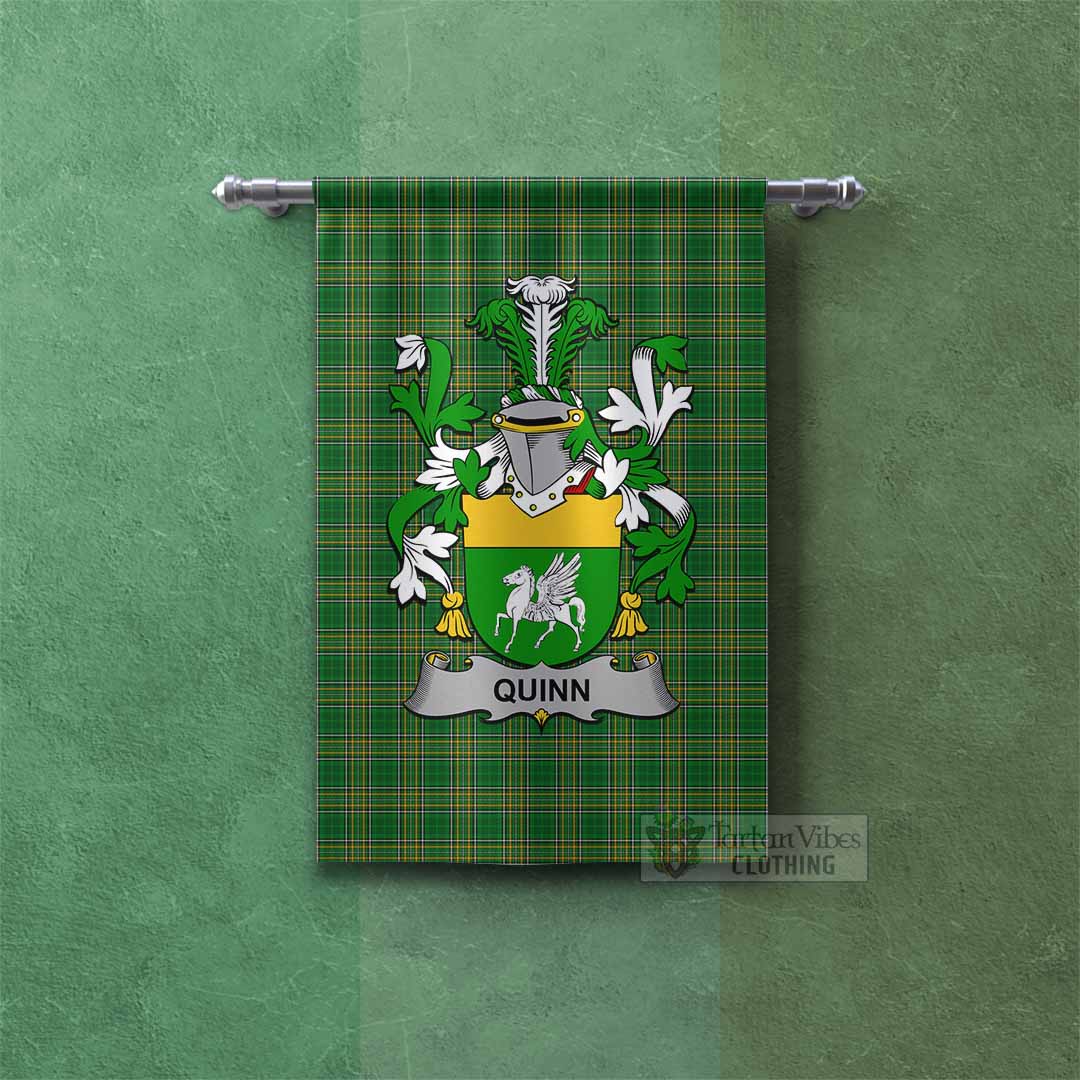 Tartan Vibes Clothing Quinn Irish Clan Tartan Gonfalon, Tartan Banner with Coat of Arms
