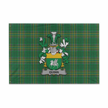 Tartan Vibes Clothing Quinn Irish Clan Tartan House Flag with Coat of Arms