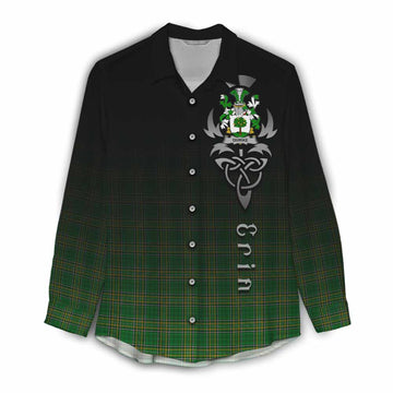 Quirke Irish Clan Women's Casual Shirt with Coat of Arms Erin Go Bragh Celtic Inspired Female - Tartan Vibes Clothing