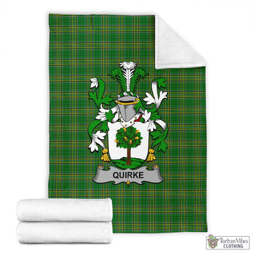 Quirke Irish Clan Tartan Blanket with Coat of Arms X-Large 59 x 79 inches 150 x 200 cm - Tartan Vibes Clothing