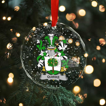Quirke Irish Clan Christmas Glass Ornament with Coat of Arms - 2D-tartanvibesclothing