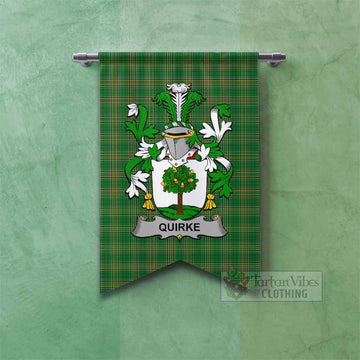 Quirke Irish Clan Tartan Gonfalon, Tartan Banner with Coat of Arms Fishtail - Tartan Vibes Clothing