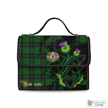 Raeside Tartan Waterproof Canvas Bag with Scotland Map and Thistle Celtic Accents