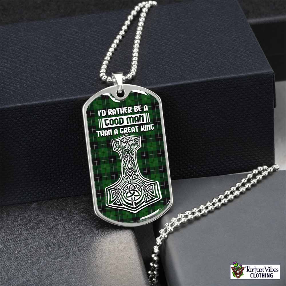 Raeside Tartan Dog Tag Necklace Viking Mjolnir Style Silver No - Tartan Vibes Clothing