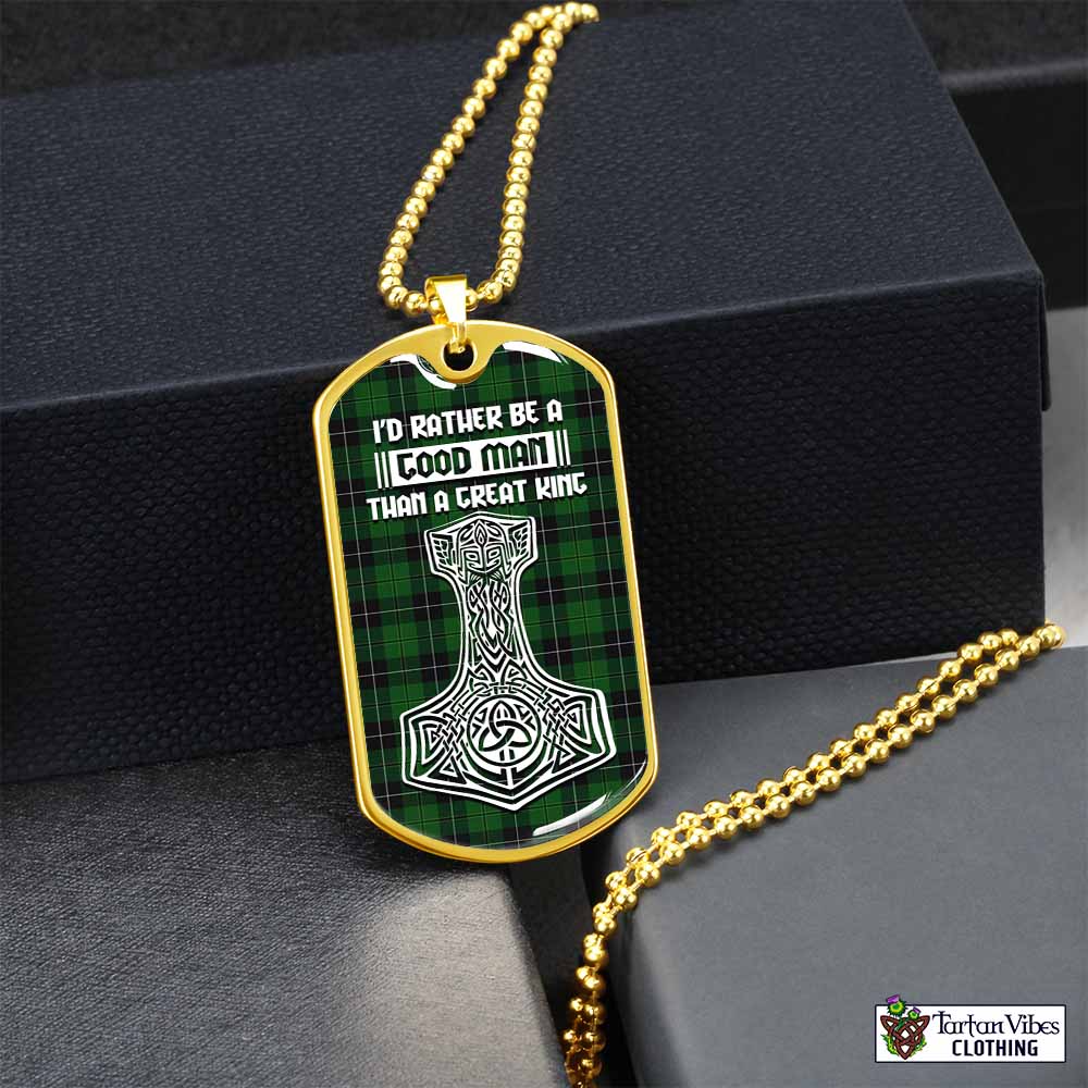 Raeside Tartan Dog Tag Necklace Viking Mjolnir Style Gold No - Tartan Vibes Clothing