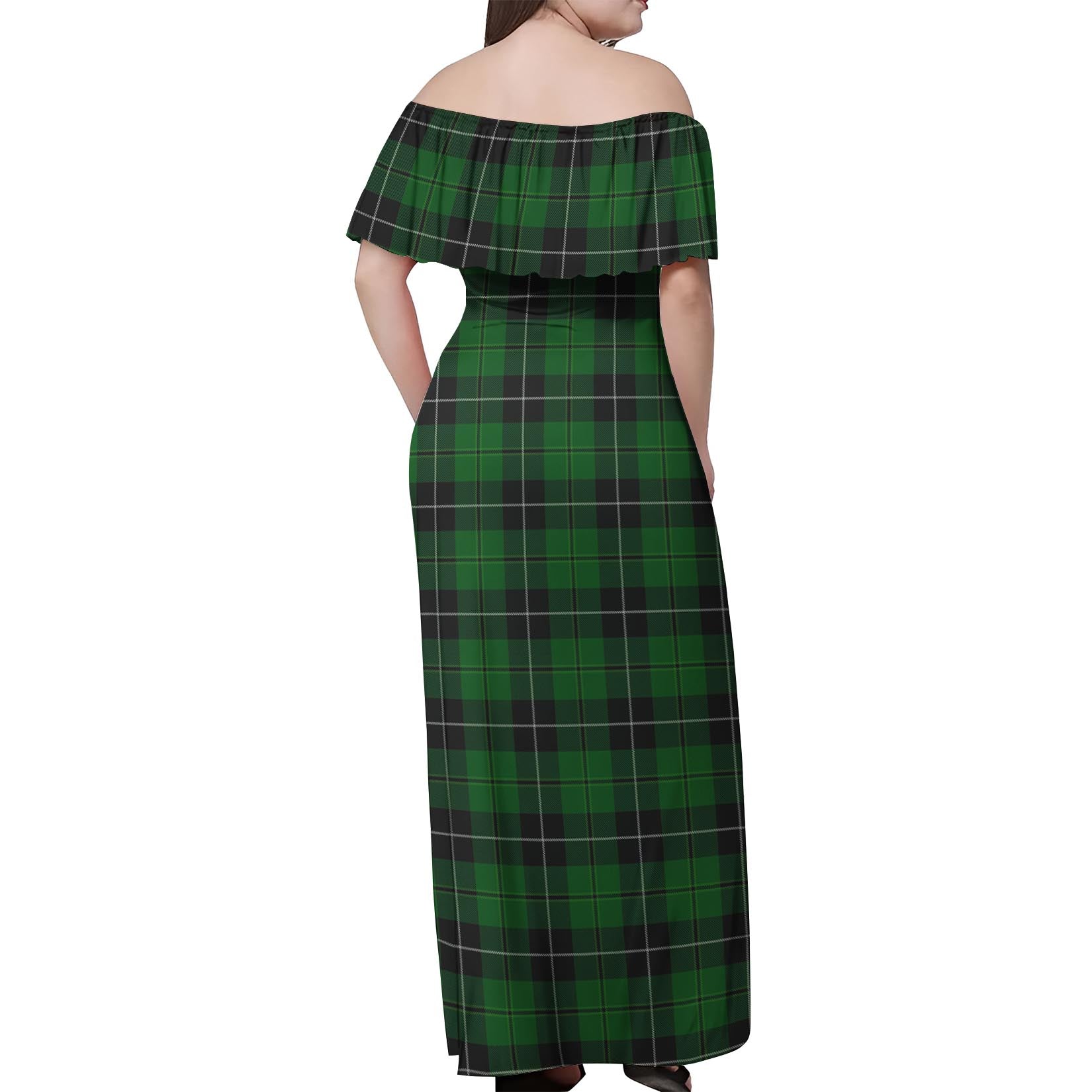 Raeside Tartan Off Shoulder Long Dress - Tartanvibesclothing