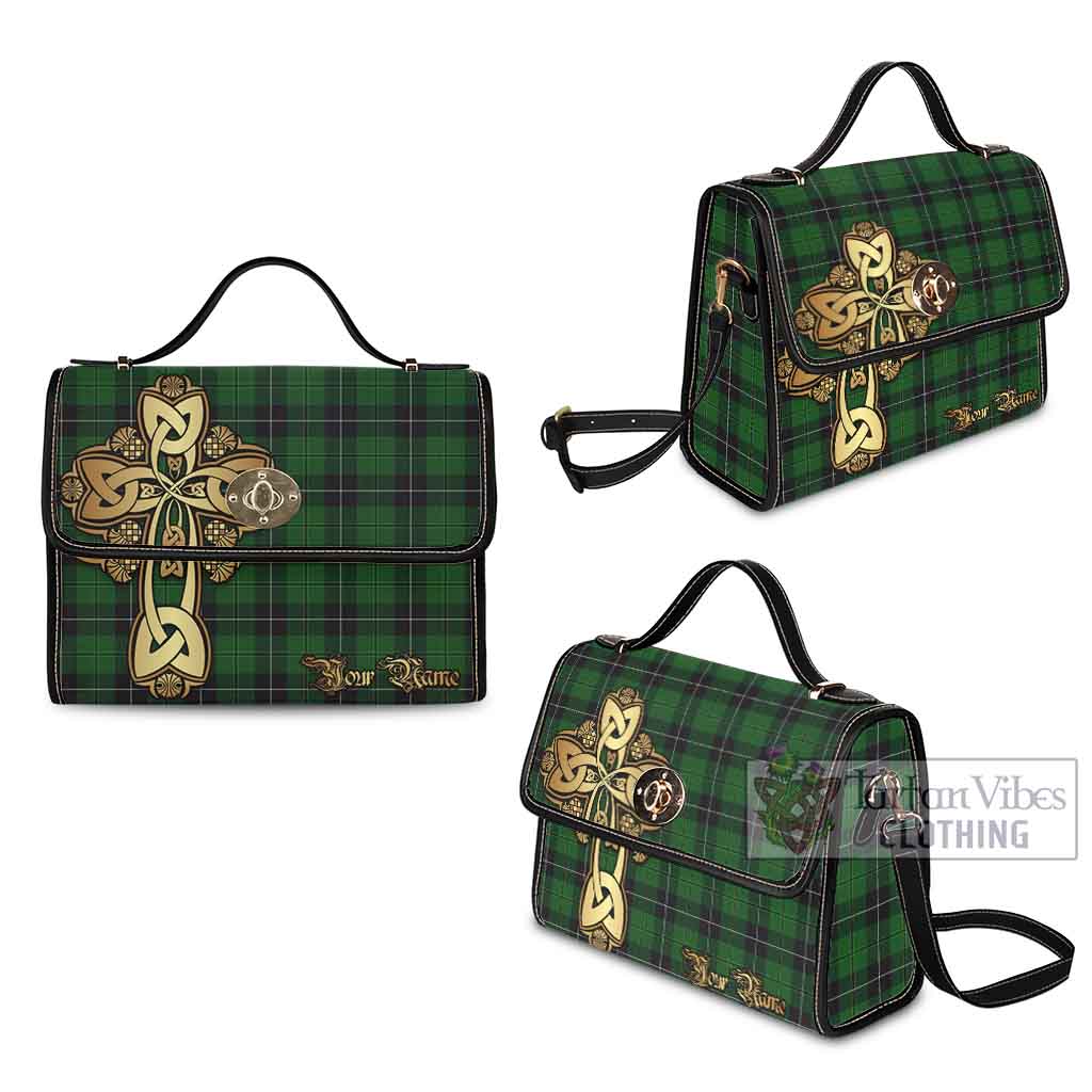 Tartan Vibes Clothing Raeside Tartan Waterproof Canvas Bag Golden Thistle Celtic Cross Style