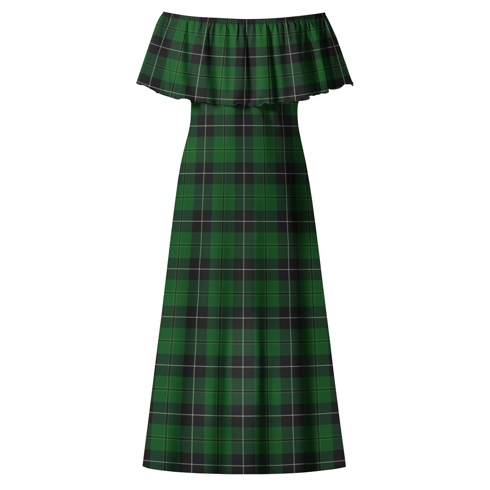 Raeside Tartan Off Shoulder Long Dress - Tartanvibesclothing