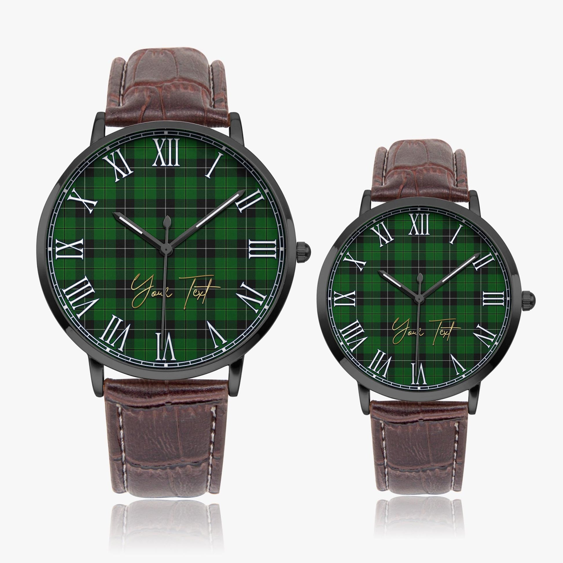 Raeside Tartan Personalized Your Text Leather Trap Quartz Watch - Tartan Vibes Clothing