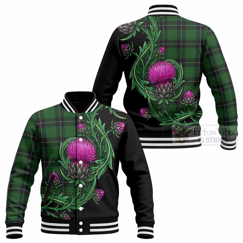 Raeside Tartan Baseball Jacket Resilient Scottish Thistle - Tartan Vibes Clothing
