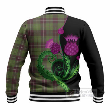 Raeside Tartan Baseball Jacket Traditional Scottish Thistle