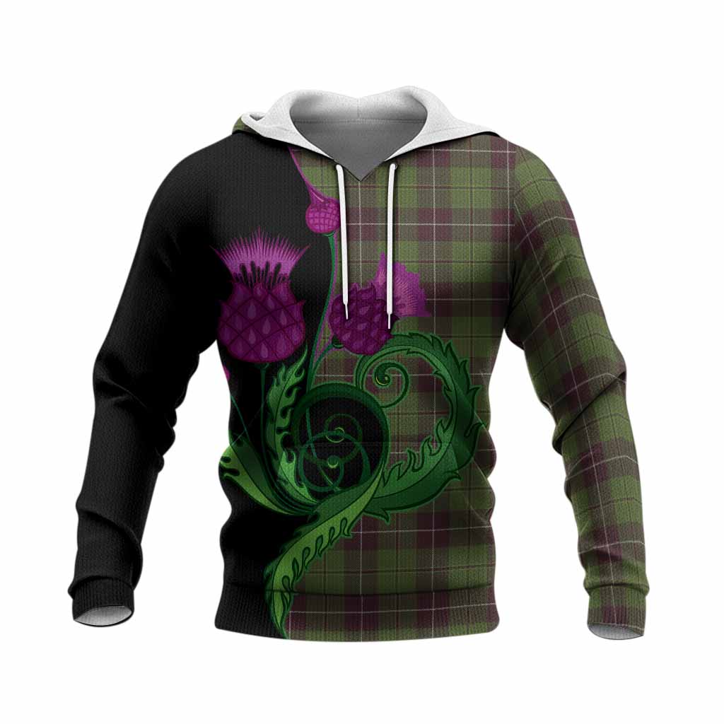 Raeside Tartan Knitted Hoodie Traditional Scottish Thistle