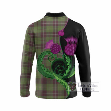 Raeside Tartan Long Sleeve Polo Shirt Traditional Scottish Thistle