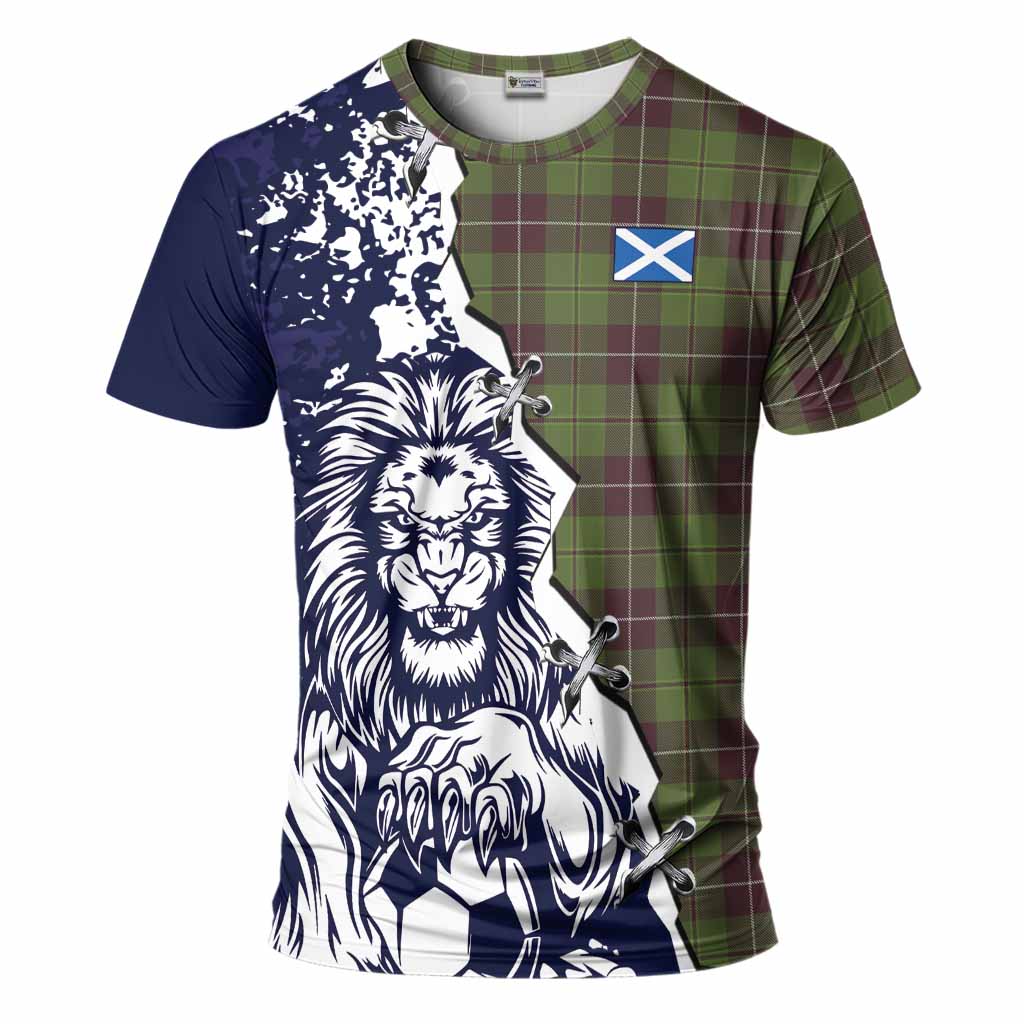 Raeside Tartan Scottish T-Shirt Angry Lion With Soccer Ball Style