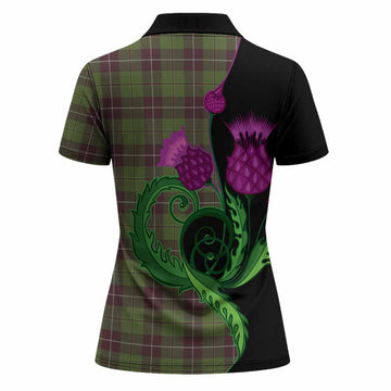 Raeside Tartan Women Polo Shirt Traditional Scottish Thistle