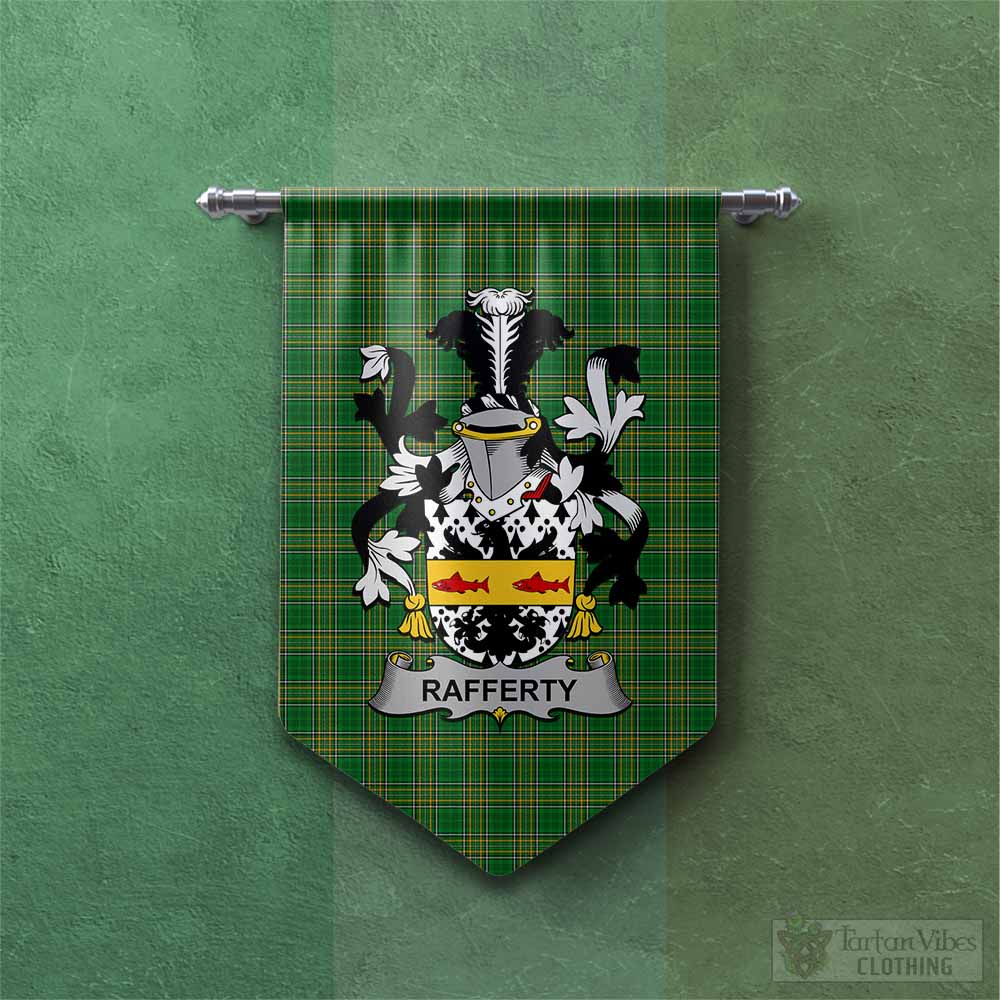 Tartan Vibes Clothing Rafferty Irish Clan Tartan Gonfalon, Tartan Banner with Coat of Arms